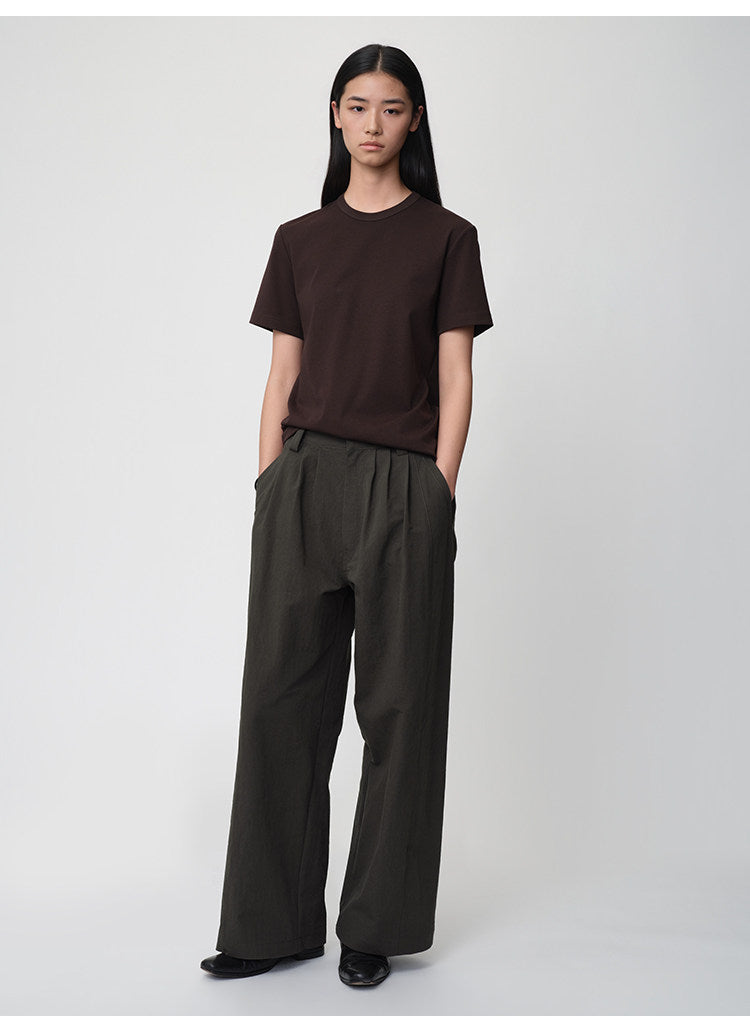 3D Cut A-Line Wide-Leg Pants