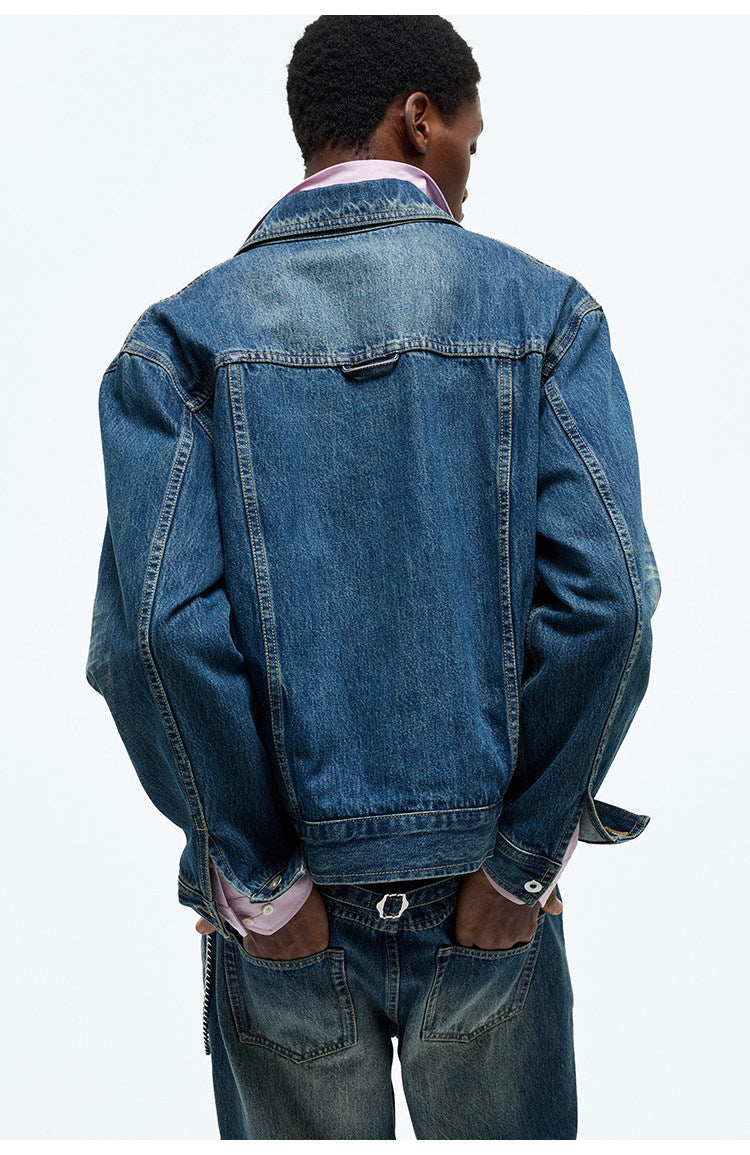 Zip-Up Short Denim Jacket
