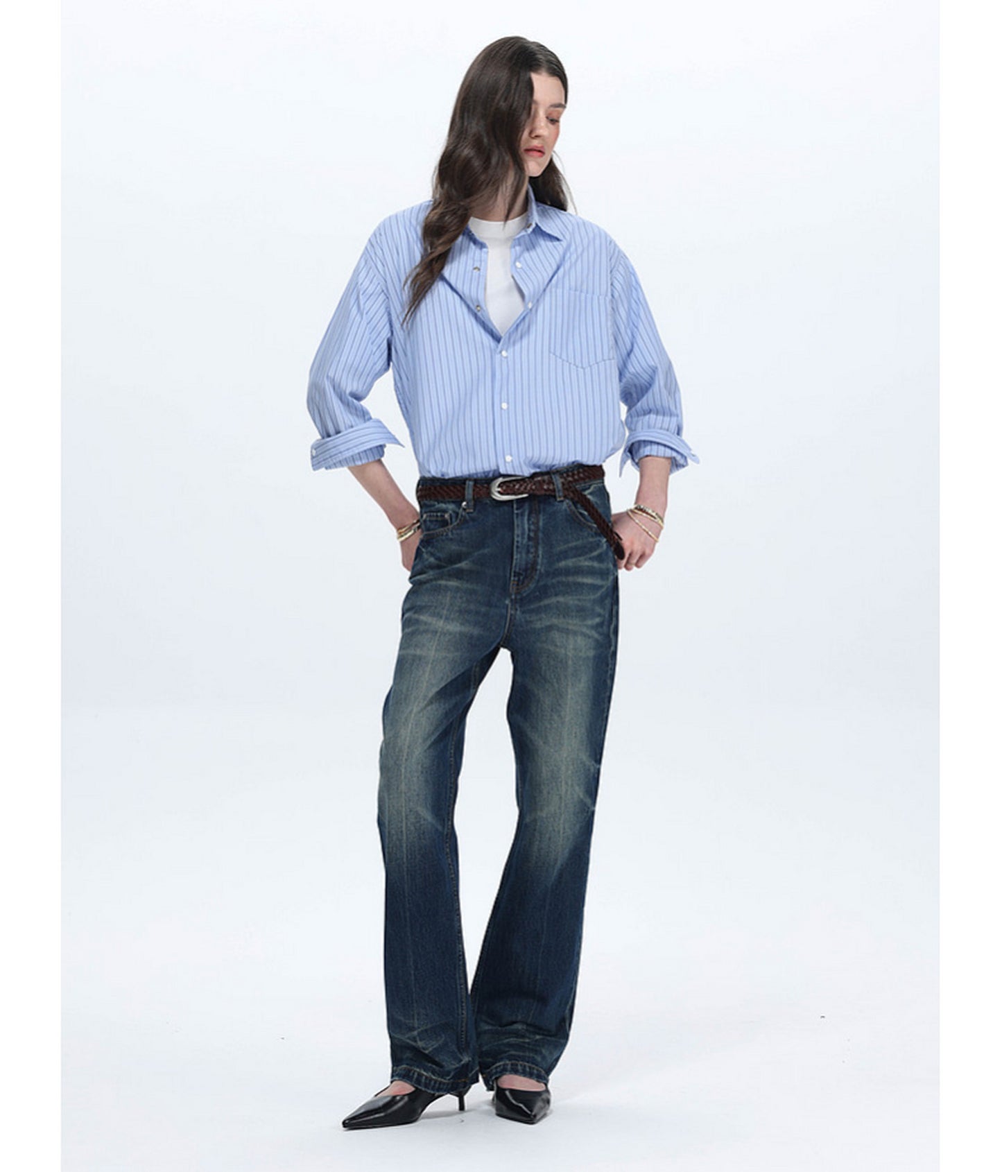 Striped Drop-Shoulder Casual Shirt