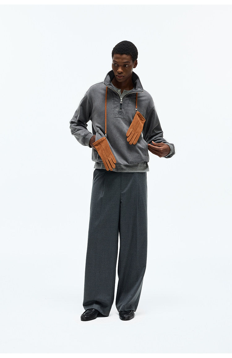 Elastic Waistband Straight Leg Casual Pants