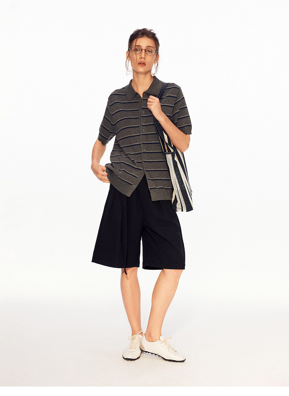 Striped Lyocell Knit Cardigan