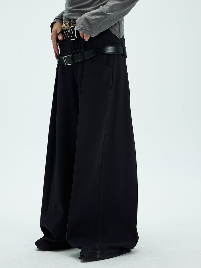 Double Waist Baggy Draped Casual Pants