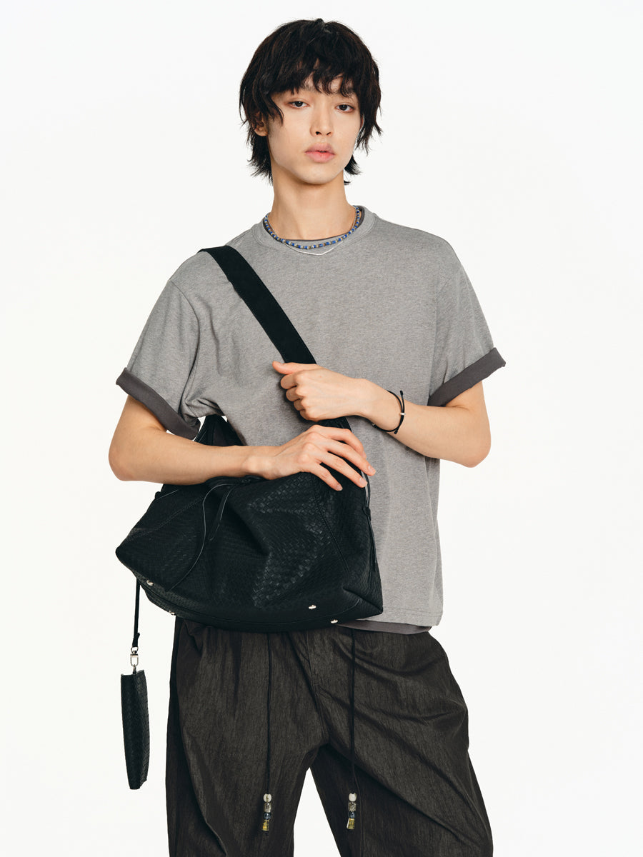 Matte-embossed shoulder bag