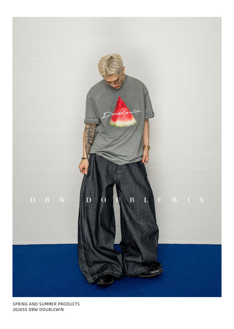 Denim Pants with Adjustable Hidden Buttons
