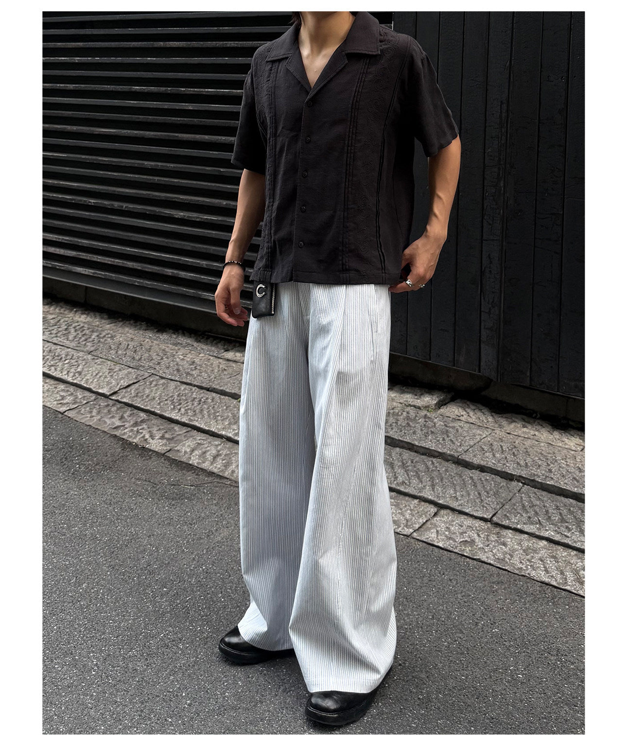 Casual Pants with 3D Color-Block Stripes