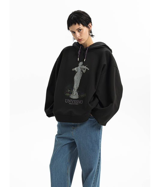 Artistic Print Hooded Sweatshirt