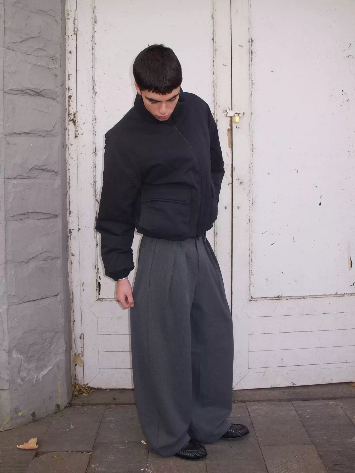 Retro 3D Pleated Wide-Leg Pants
