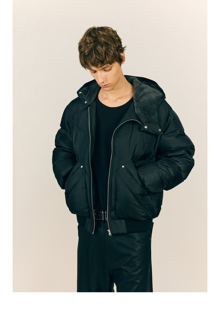 Mink Feather Hooded Down Jacket