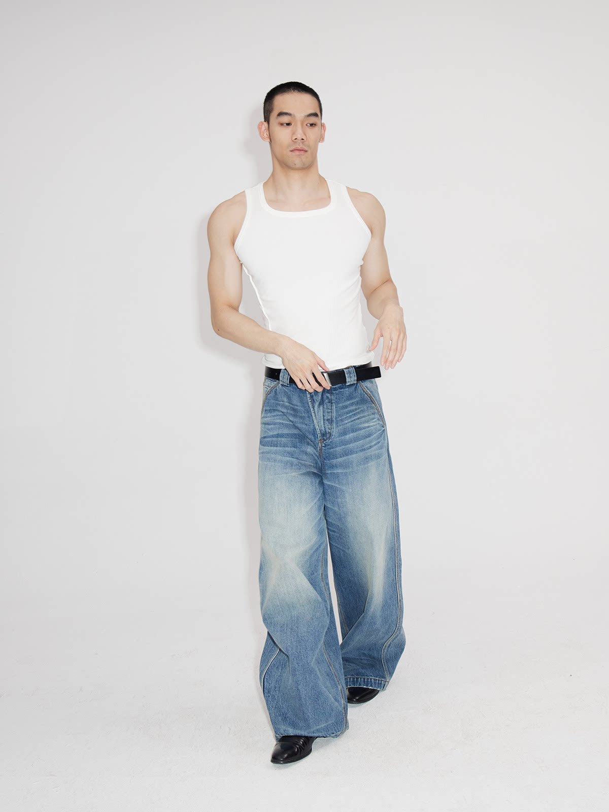 Asymmetrical Flap Jeans
