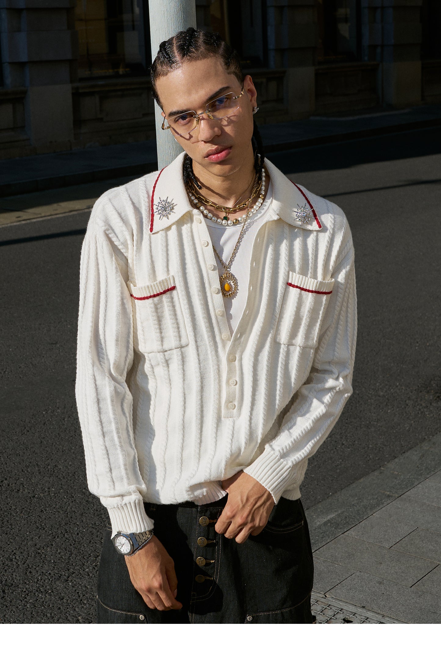 Hand-stitched Lapel Knit