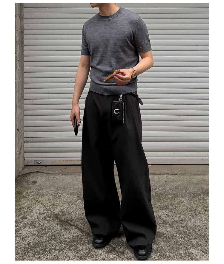 Luxurious-Feel Round-Neck Wool Shirt