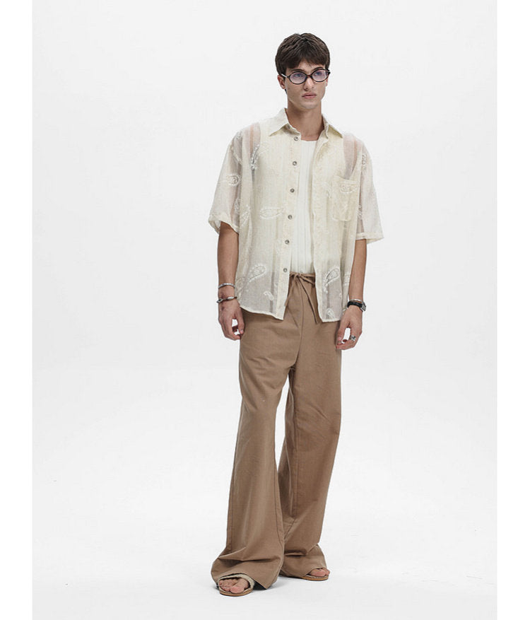 Linen-Blend Sheer Shirt