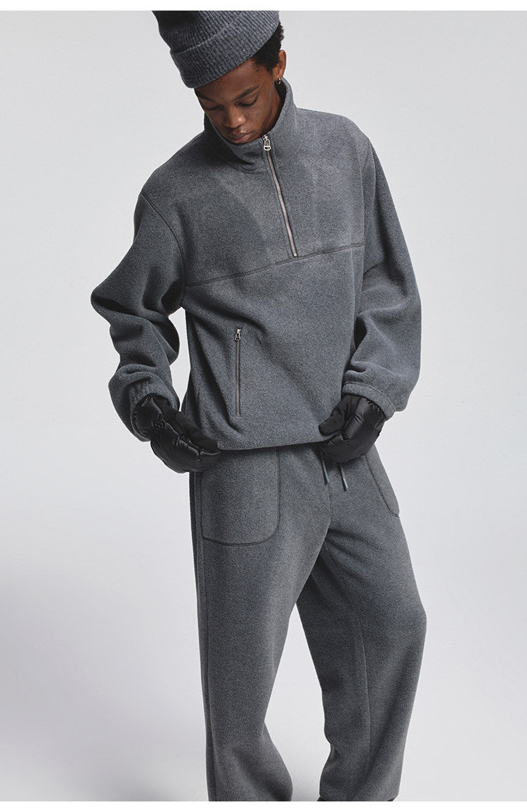 Zip-Up Half Platform Fleece Hoodie