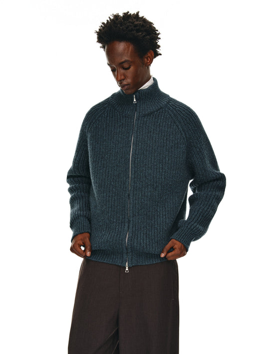 Wool Zipper Cardigan