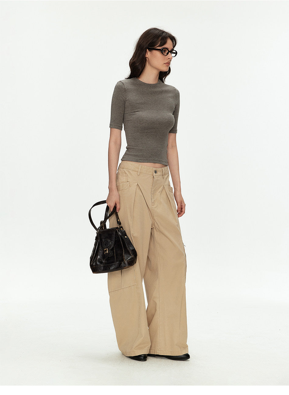 Deconstructed Curved Casual Pants