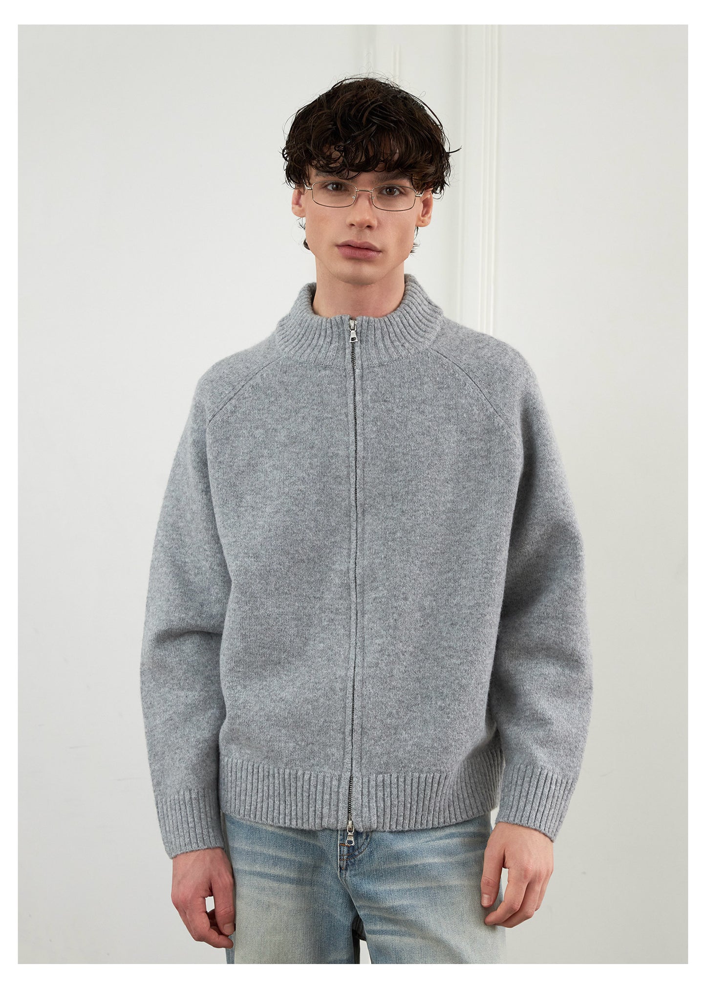 Relaxed Fit Zip-Up Cardigan