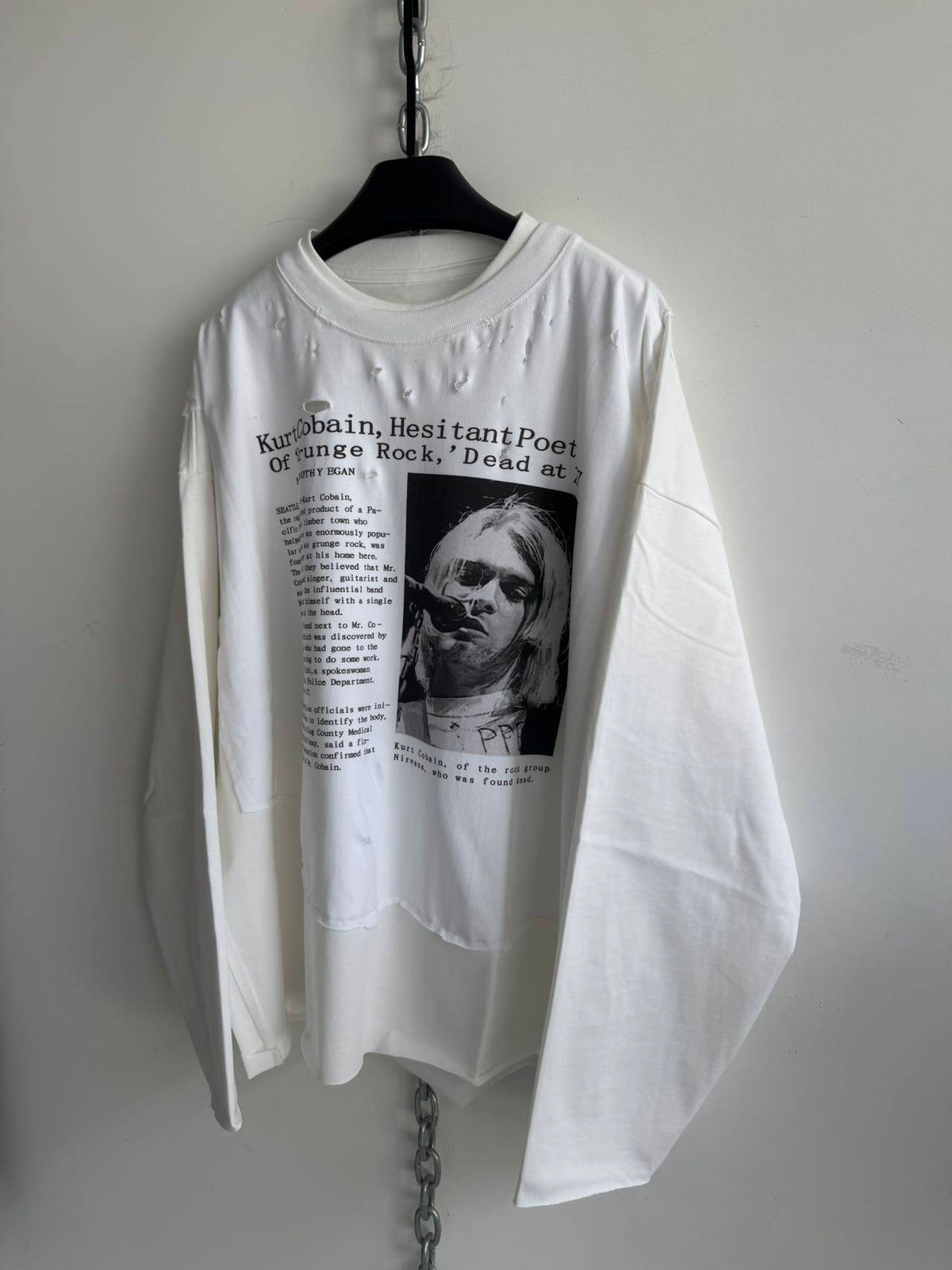 Double-Layer Patchwork Breakdown Silhouette T-Shirt
