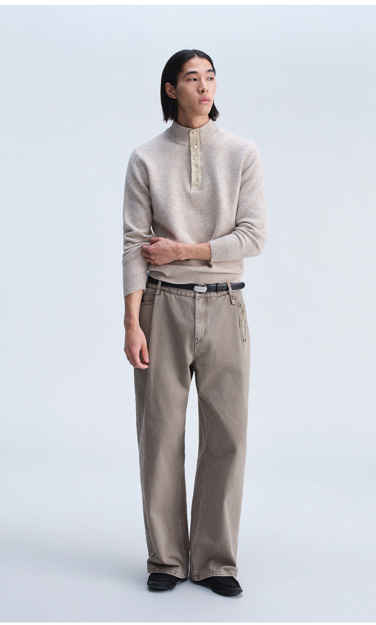 Single-Tuck Denim Pants