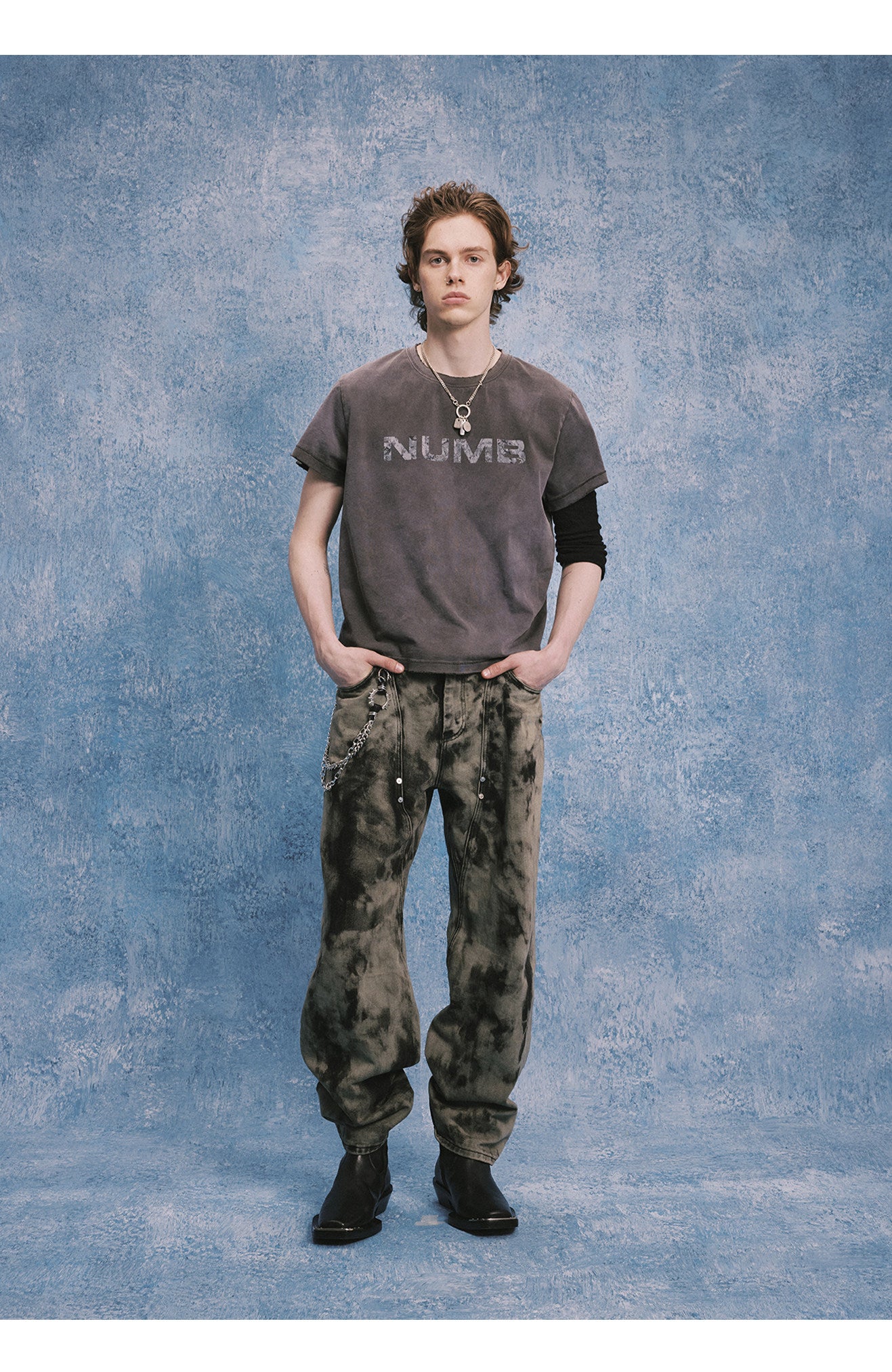 Water-Washed Straight-Leg Denim Pants