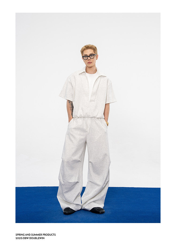 Casual Sweatpants with 3D-Structured Pleats