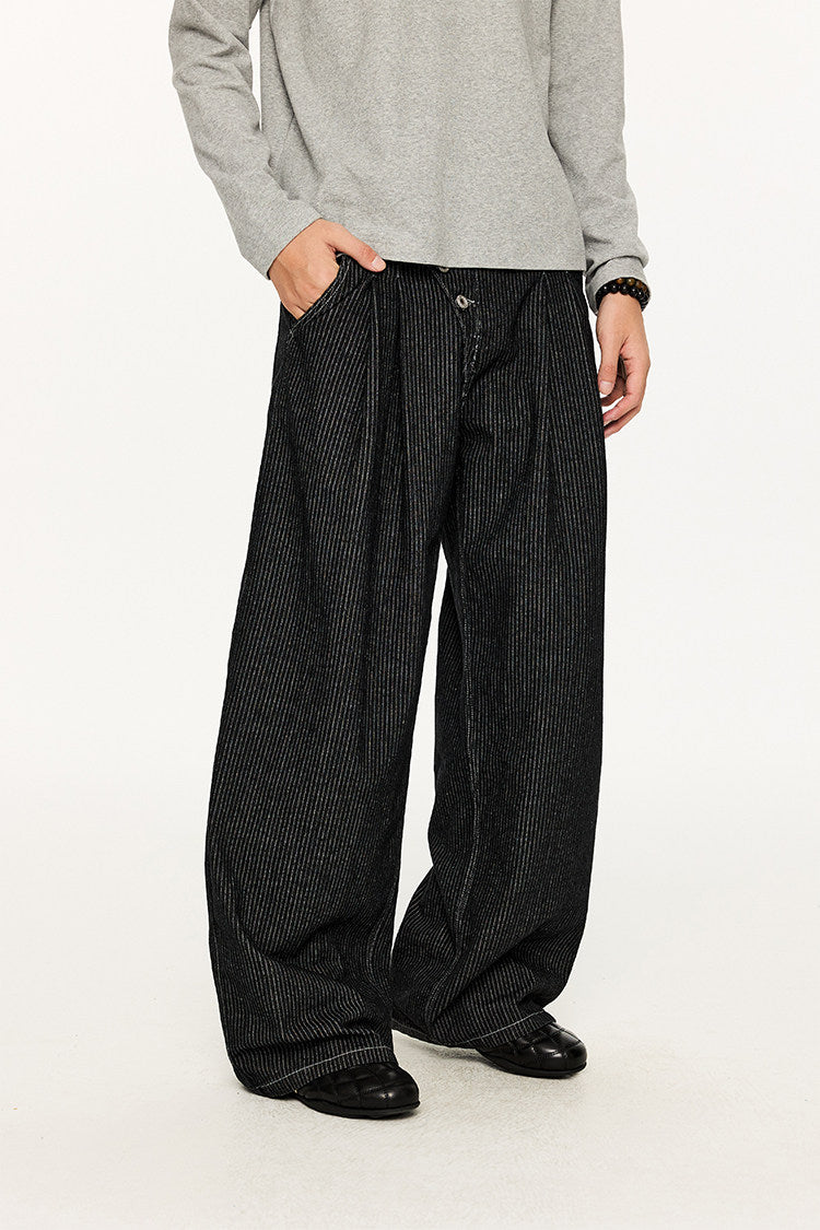 Asymmetrical Placket Button-Down Jeans