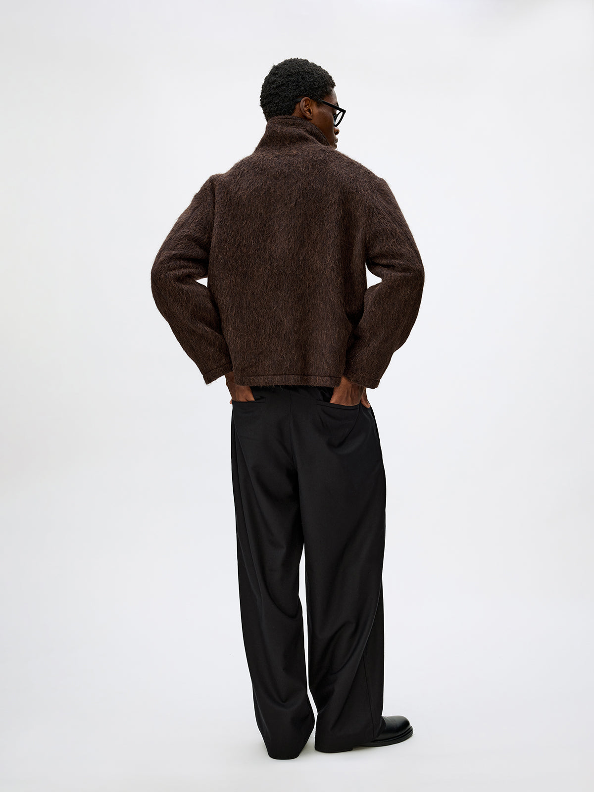 Alpaca Blend Zipper Short Wide Jacket