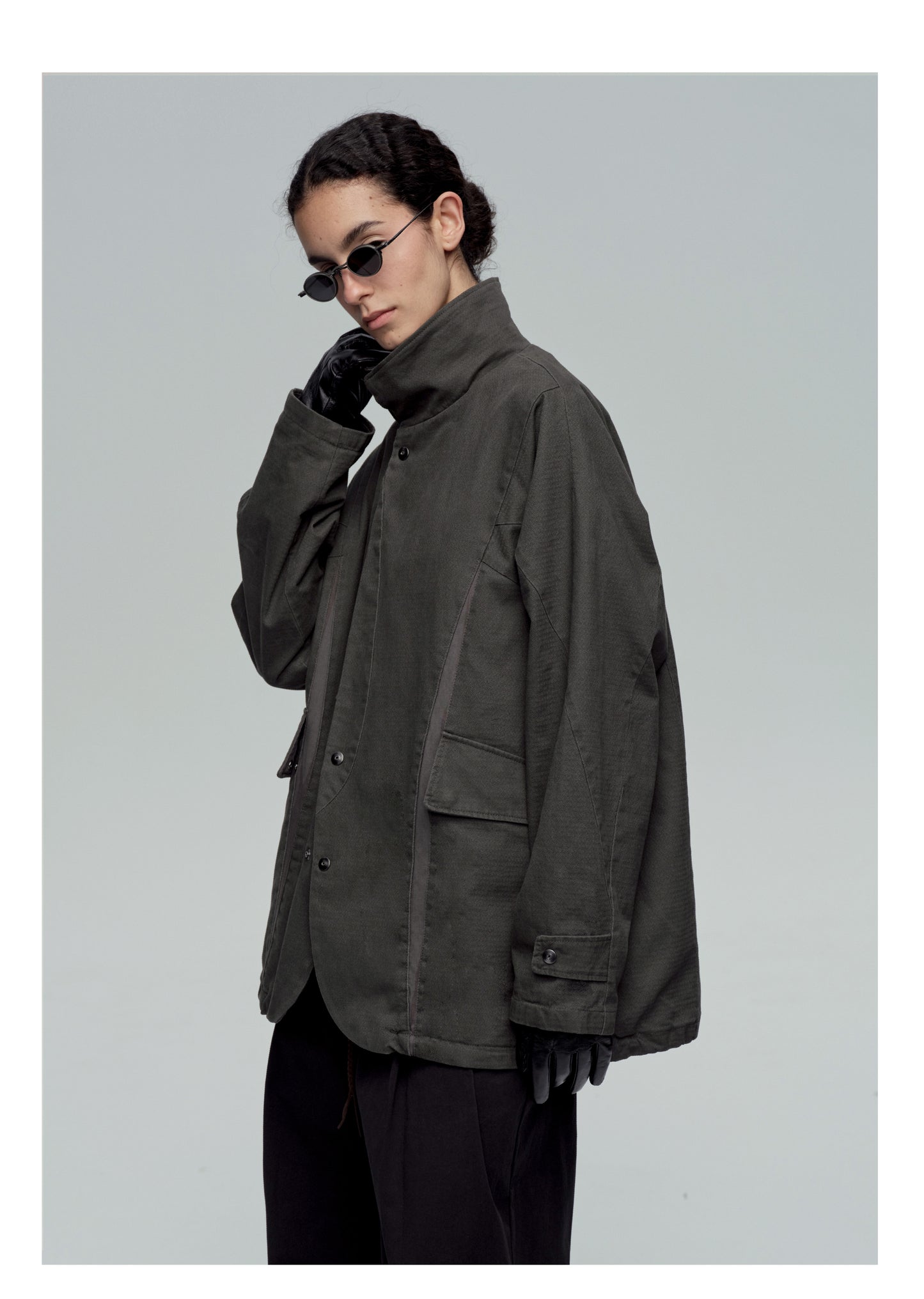 Stand Collar Stitched Jacket