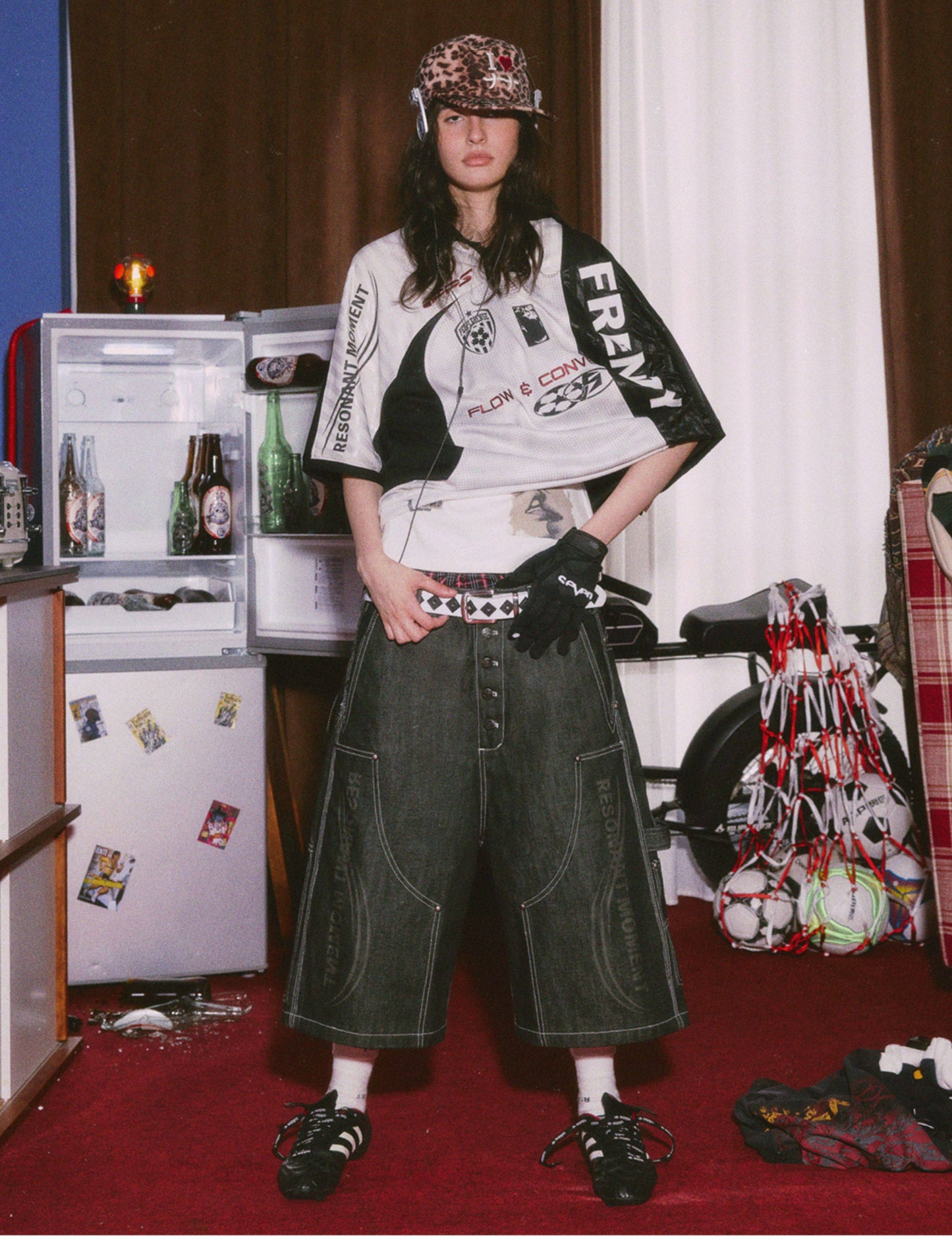 Laser-Printed Denim Shorts