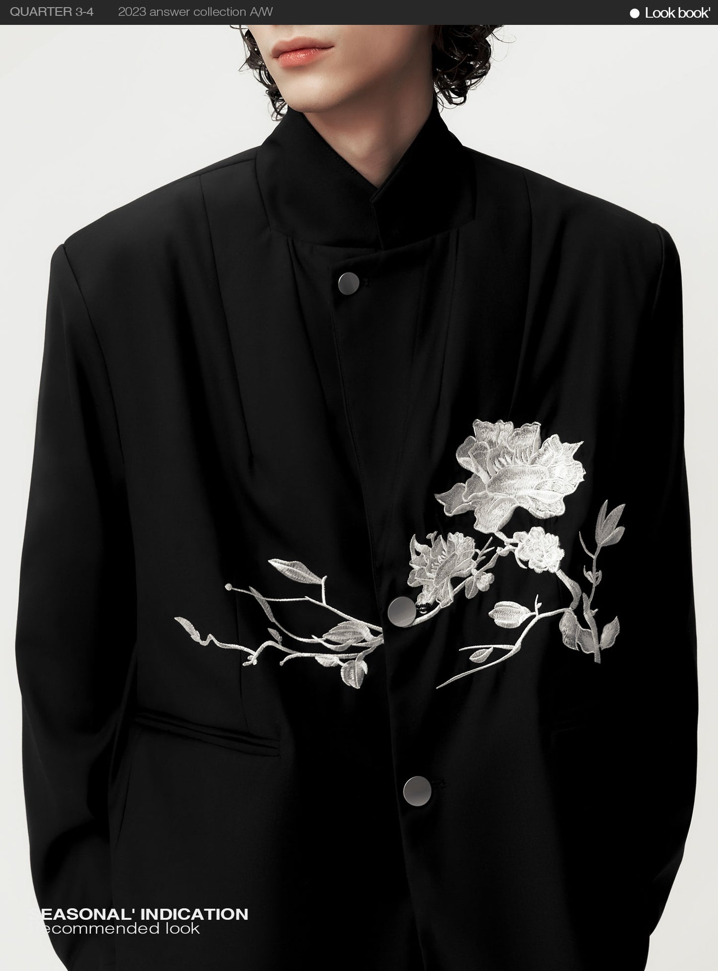 Rose Embroidery Casual Silhouette Suit Jacket