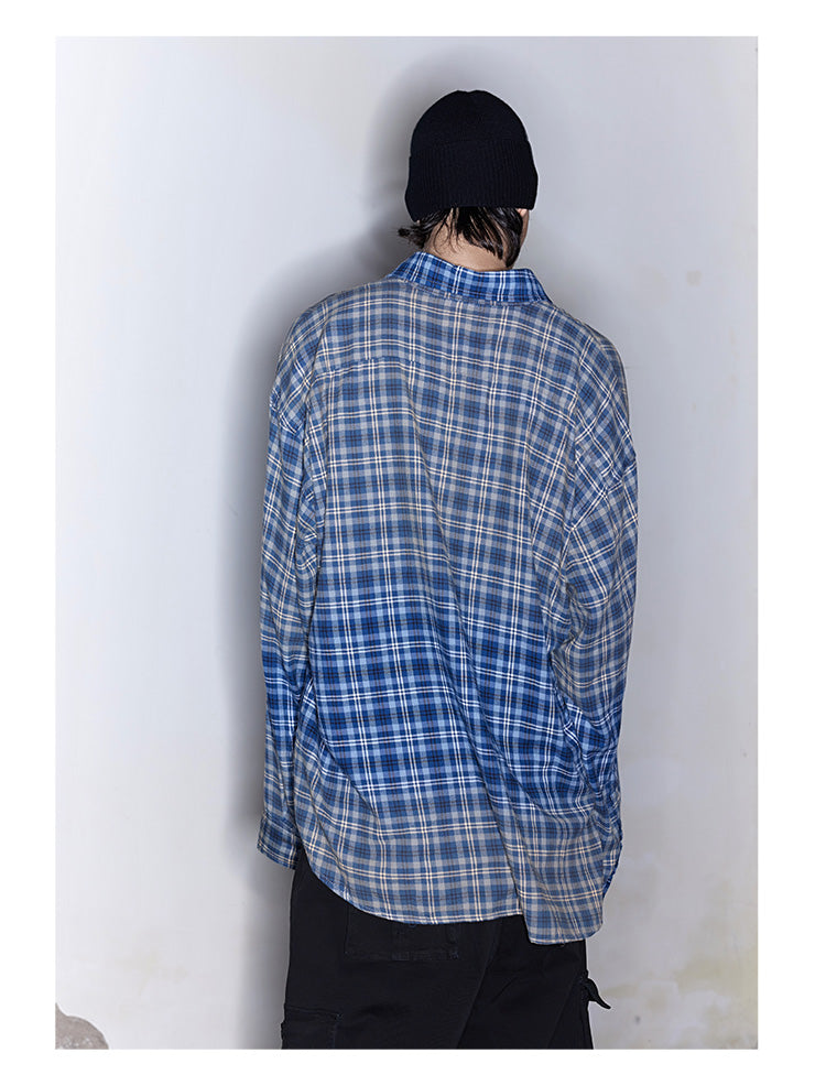 Washed Checked Oversized Shirt