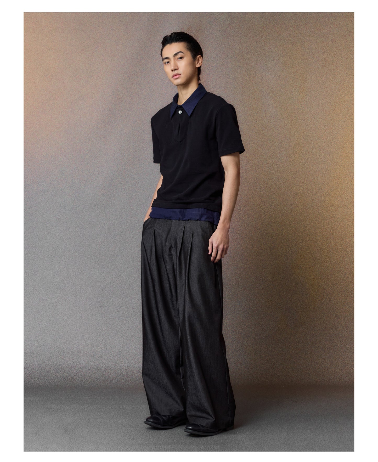 Draped Straight-Leg Pants