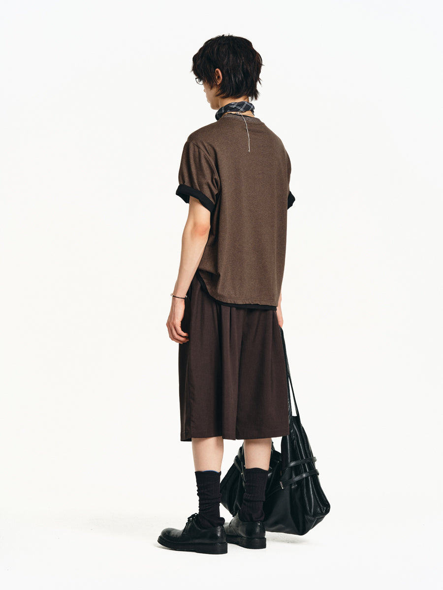 A-line Elastic Double Belt Shorts