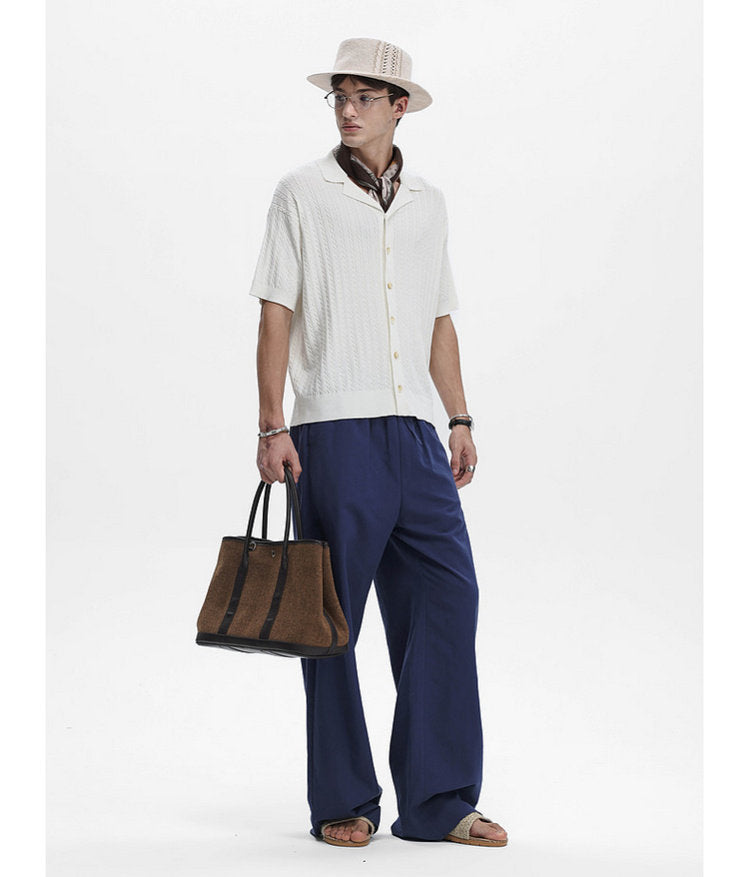 Turtleneck Button-Down Knit Shirt