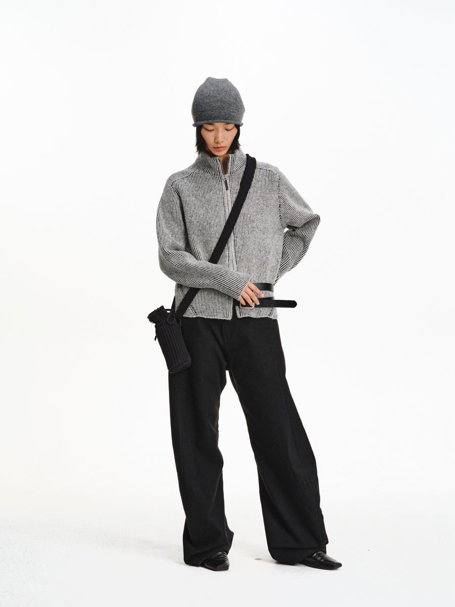 Contrast Textured Rib Cardigan