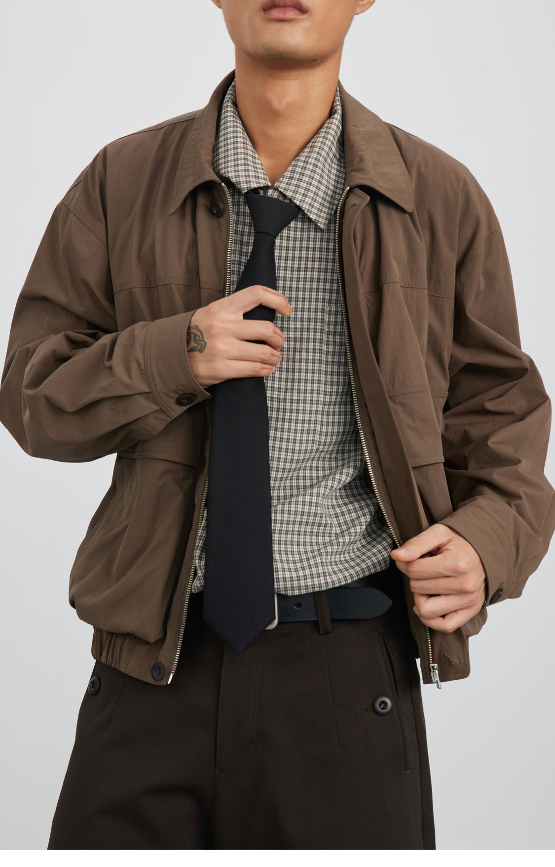 Straight Button Retro Fine Check Shirt