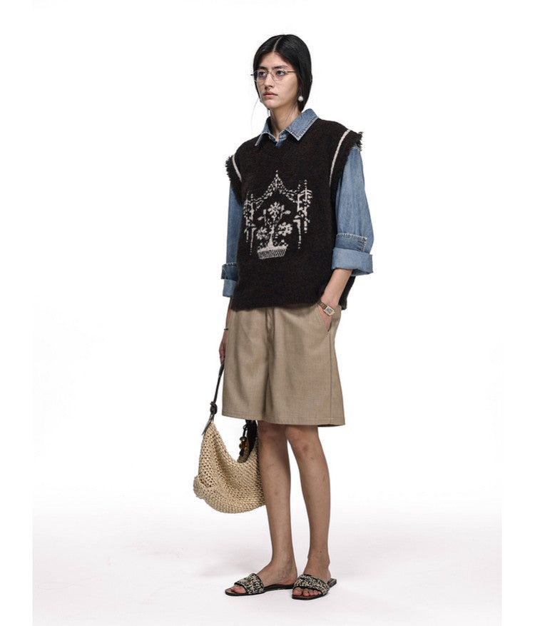 Jacquard Tassel Vest