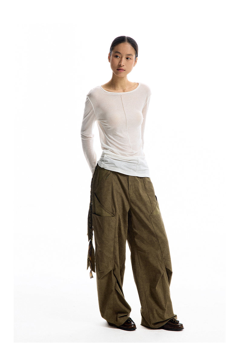 Wide leg scimitar casual pants