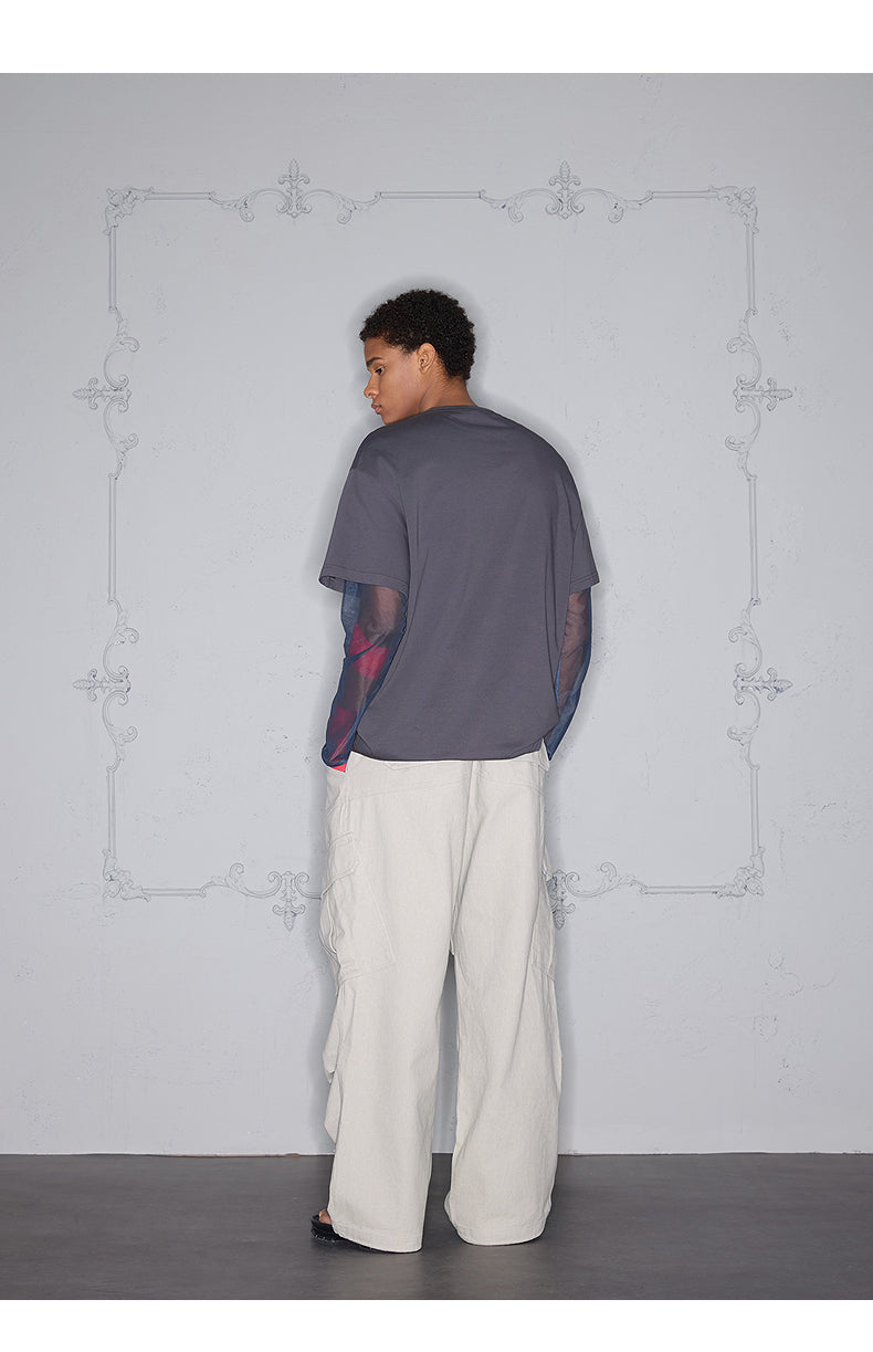 Mesh Patchwork Print T-Shirt