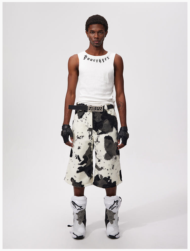Original design cow print cropped shorts