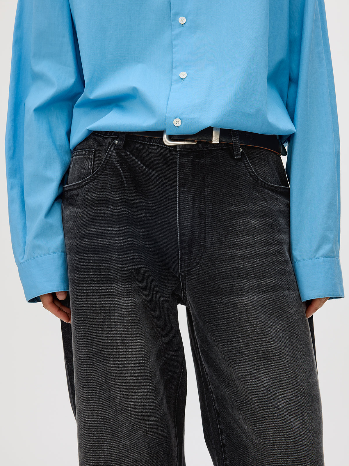 Wash-processed Straight-Leg Jeans