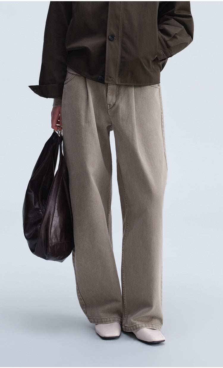 Single-Tuck Denim Pants
