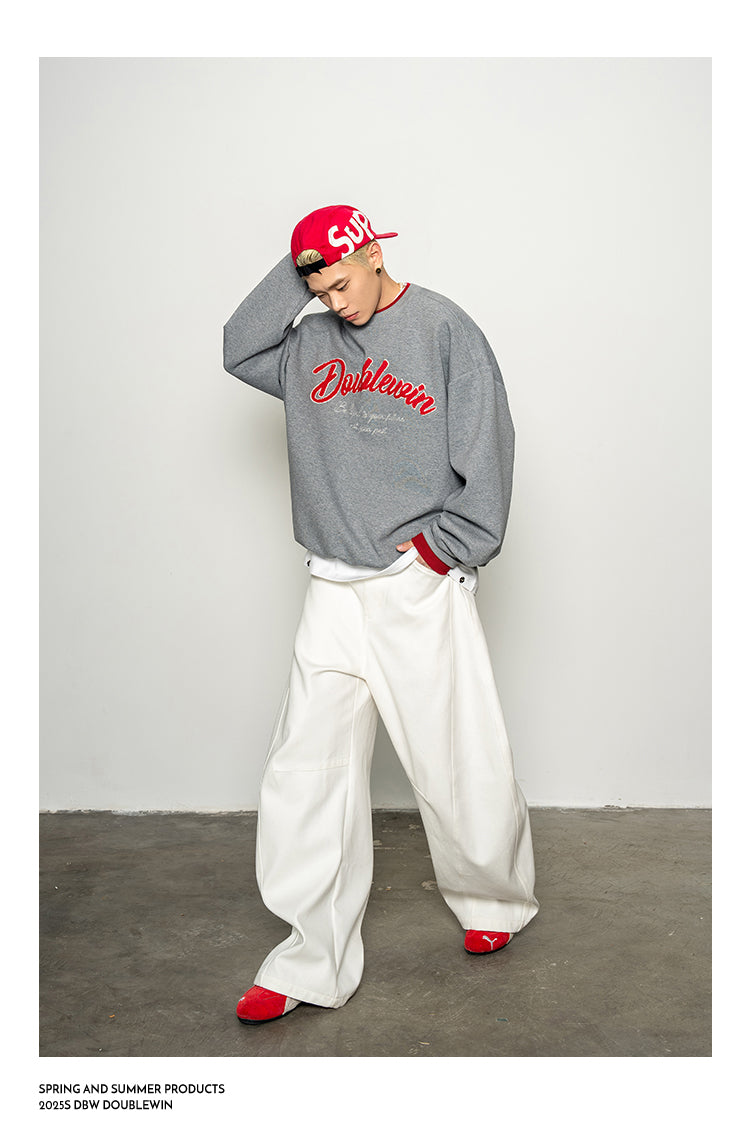 Embroidered Round Neck Sweatshirt