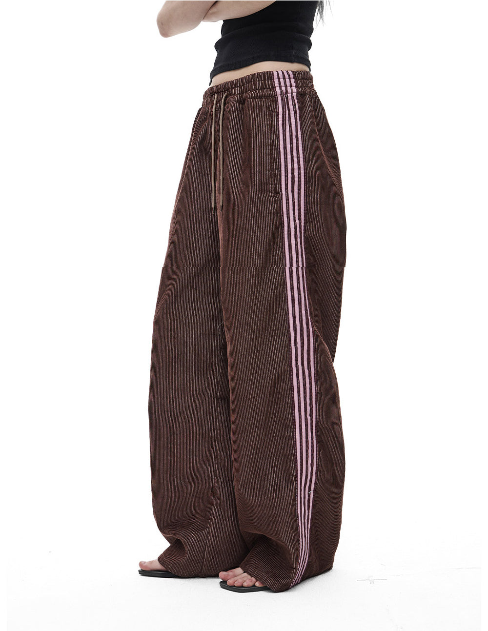 Striped Corduroy Wide-Leg Casual Pants