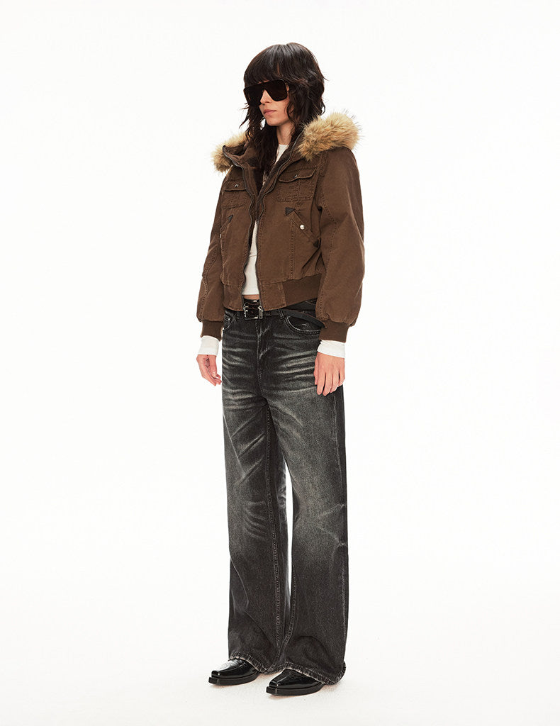 Vintage-style Washed Fade Jeans