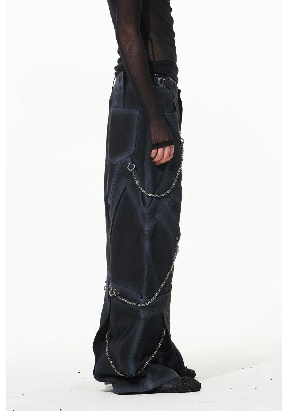 Multi-fly chain decor casual pants