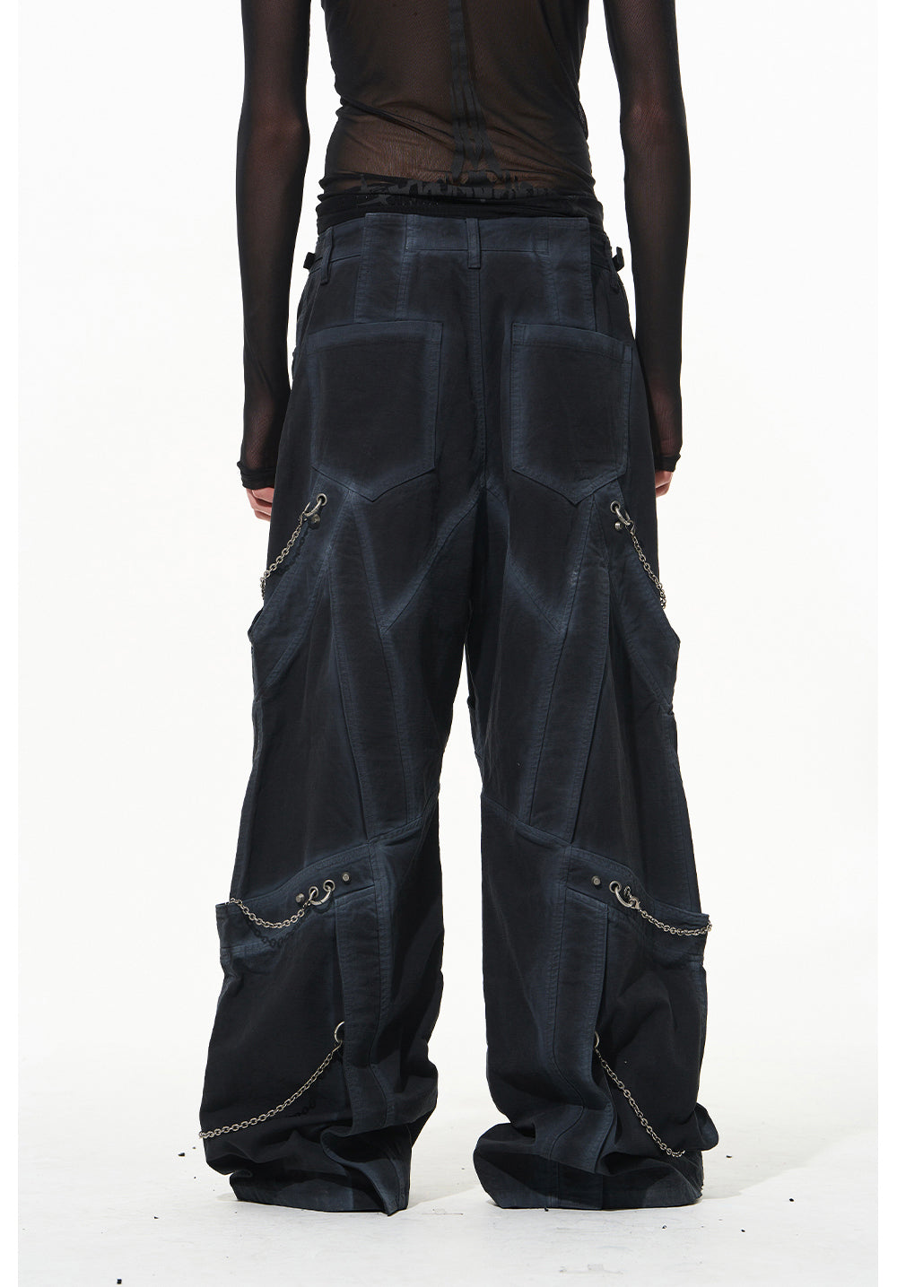 Multi-fly chain decor casual pants