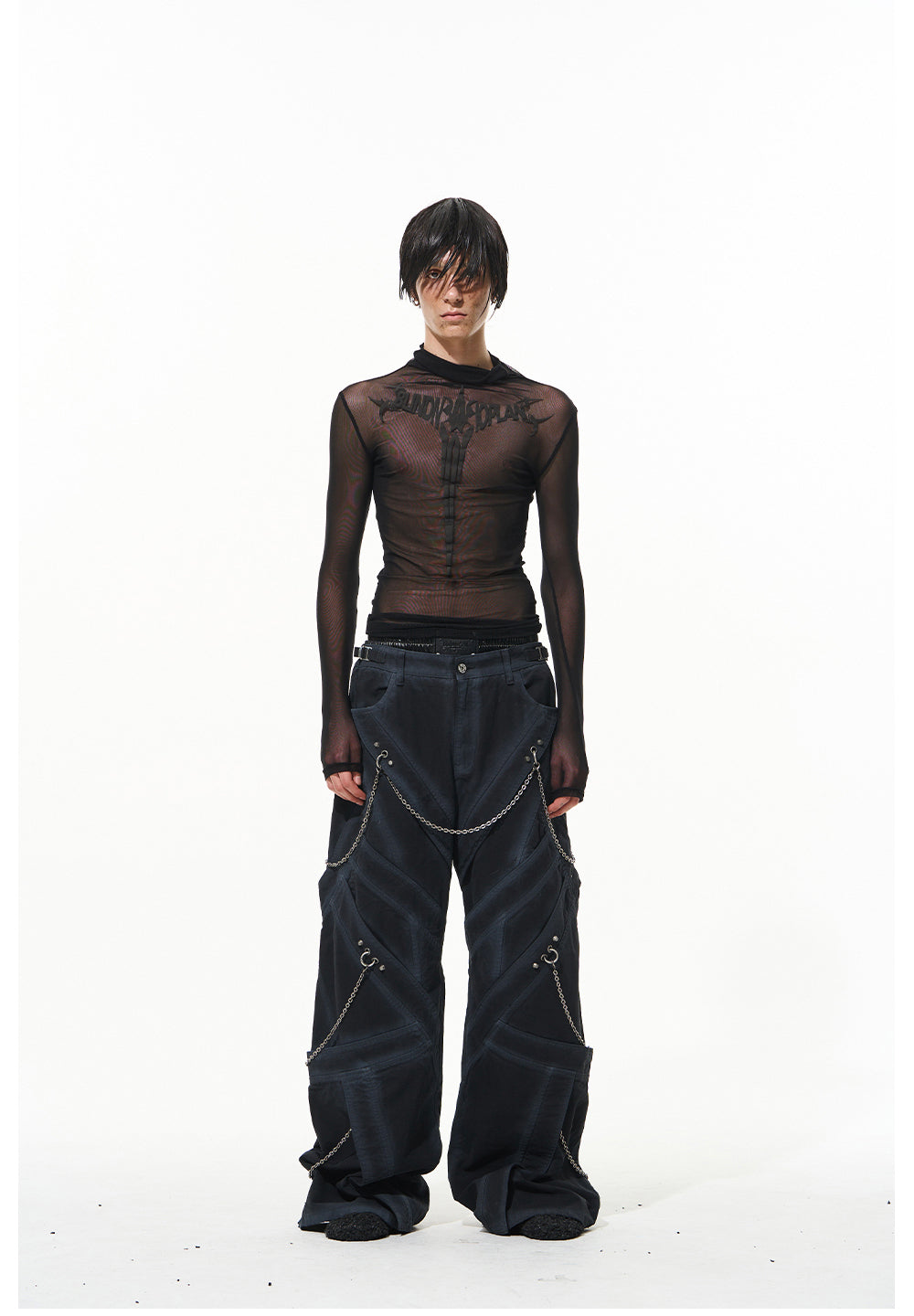 Multi-fly chain decor casual pants