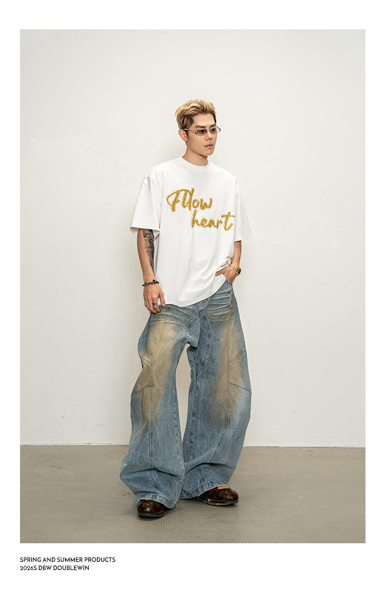 T-shirt with metallic embroidery