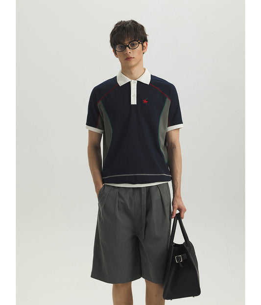 Split shoulder polo shirt