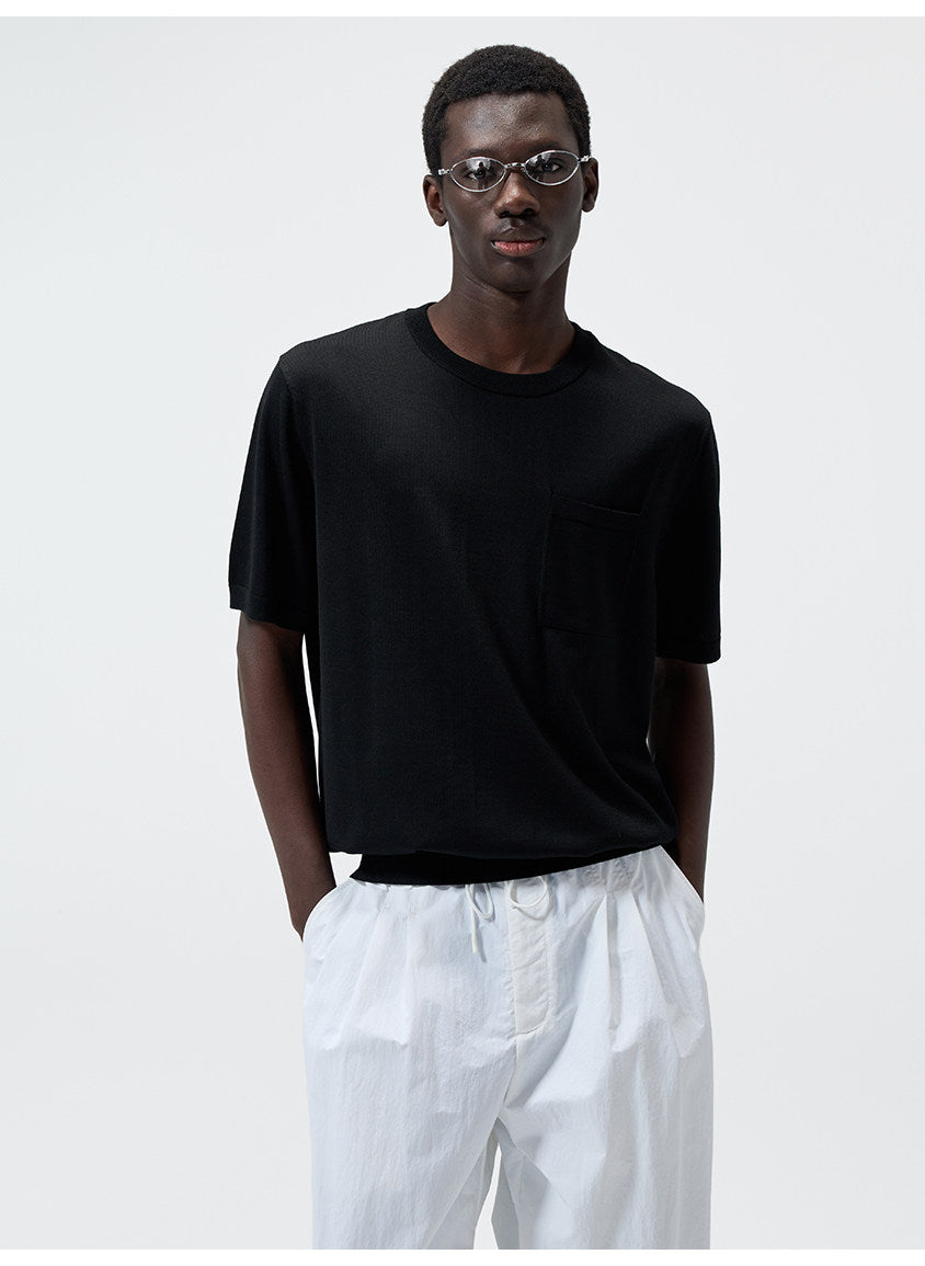 Pocket Crew-Neck Knit Shirt